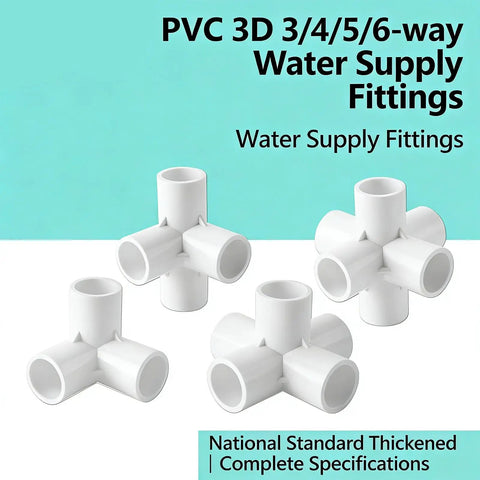 12 Pack Water Hose Fittings for Agricultural Irrigation, Durable Quick Connectors, Easy Snap Hydraulic Garden Fittings for Indoor and Outdoor Use, Rust-Resistant PVC with 90 Degree Side Grip for Secure, Versatile Connections, PVC 3D 3/4/5/6-way water supply fittings
