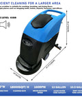 Commercial Floor Scrubber With 20 Inch Cleaning Path Dual Tank System 50L Fresh Water 40L Waste Water Boss Level Auto