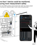 Illustration of B41T Bluetooth Digital Multimeter monitoring electrical panel via mobile app for safety.