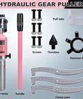 Heavy Duty Hydraulic Pro Bearing Puller Kit Featuring Three Jaw Hub Separator For Gear Removal On Machinery Railroad Uses High Strength Steel Rated To Handle Heavy Loads Anywhere, pump body, handle