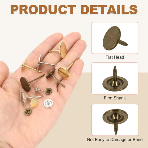 Super Solid Bronze Flat Head Upholstery Thumb Tacks For Walls And Wood Furniture 100 Pack Of Heavy Duty Push Pin Nails at hand