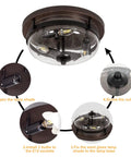 Assembly steps for Three Light Flush Mount Ceiling Light Dope Industrial Farmhouse Fixture With Seeded Glass Shade In Bronze Finish 15 Inch