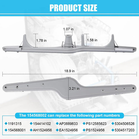 Lower Spray Arm Replacement For Dishwashers Fits 154568002 1545680 5304517203 AP3958746 19-inch gray size diagram
