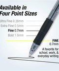 No Mess Smooth Writing Gel Pens Fine Point 0.7mm Black Ink 12 Pack Long Lasting Office Supplies showing fine tip size option.