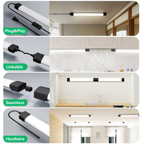 Straight Up Super Bright Plug In Led Tube Lights Four Foot Two Pack Linkable Ceiling Fixture Five Thousand Kelvin Crisp Cool White Finish Drop Dead Easy Setup For Garage Workspace Closet And Home Shop