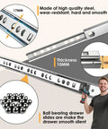 Features of 8 Inch Thin Drawer Slides Two Way Low Profile Smooth Ball Bearing Full Extension Drawer Slide Tracks Four Pack.