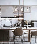 Three Light Modern Pendant Chandelier With Glass Shades In Brushed Nickel For Dining Room Kitchen Island