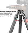 Solid 75 Mm Leveling Half Ball Adapter With Fast Turn Lever Lock on tripod with anti-slip hand grip design.