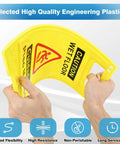 Close-up of Two Pack Wet Floor Sign 17.5 Inch Tall Bright Yellow Double Sided A Frame Caution Sign For Home And Biz Use.