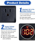 AC Motor Speed Controller 110-120V 10A Rated 15A Max With LED Display showing real-time voltage and US 3-pin socket