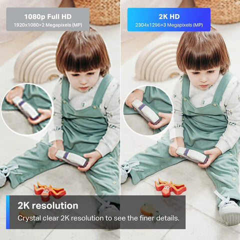 Image showing 2K resolution comparison for 2K Pan Tilt Home Security Camera For Baby And Pet Monitor With Motion Alerts, C210.