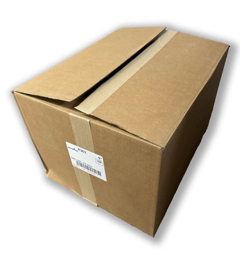 Brown cardboard box labeled 9 inch paint roller covers with three eighth inch nap for flat eggshell and satin paints.