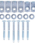 Rugged Grade Eight Truck Bed Mounting Bolt Hardware Kit For Ford Ranger 1983 To 2011 And Mazda B Series Direct Swap Set includes bolts, washers, and mounts.