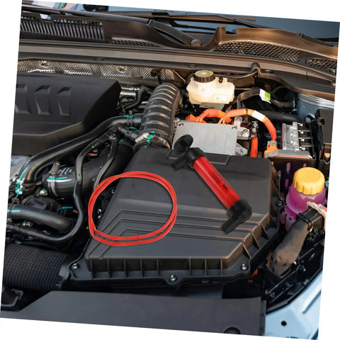 Automotive Fluid Extractor Pump 2 Piece Set Manual Oil Change Transfer For Cars Brake Fluid And Engine Oil Multi Vehicle Use Easy Change Tool Great For Home Garages And Pro Shops in engine bay