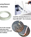 Cleaning Filament 1.75mm For 3D Printers, 100g Spool, showing usage to keep nozzles clean and prevent clogs, eco-friendly, natural color