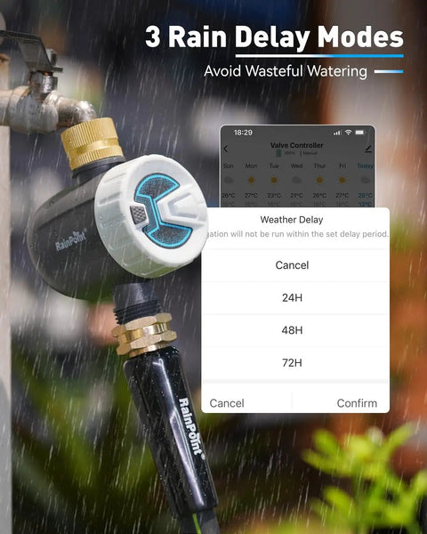 Smart WiFi Water Timer For Garden Hose And Sprinklers With Brass Inlet, Tuya App Control On 2.4Ghz WiFi And Bluetooth