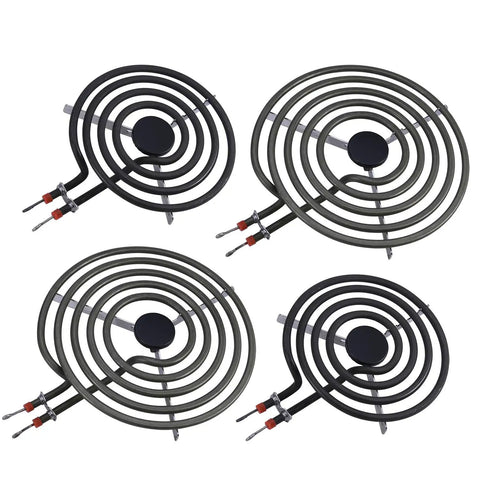 Electric Range Burner Element Replacement Kit With Two 8 Inch MP21YA 2100W And Two 6 Inch MP15YA 1500W Elements Plus Four 330031 Receptacle Sets