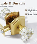 Antique Crystal Door Knob Set In Satin Brass For Interior Doors With Passage Function Ideal For Hall And Closet Use Real Glass Knobs On Zinc Rosettes Adjustable Latch