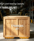 Heavy Duty Machinery Moving Skates With 17600 Lb Load Rating supporting a wooden crate on smooth alloy wheels in a warehouse.