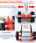 Adjustable clamp width of Top Shelf Heavy Duty Panel Dolly And Portable Drywall Sheet Cart With Adjustable Clamps for 600 lbs capacity.