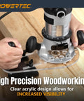 Universal Offset Router Base Plate With Reversible Edge Routing Fence And Pre Drilled Alignment Marks for precise woodworking setup.