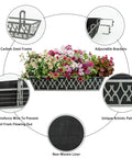 2 Pack 24 Inch Window Planter Boxes With Adjustable Brackets And Nonwoven Fabric Grow Bags For Deck Railing Balcony Hanging