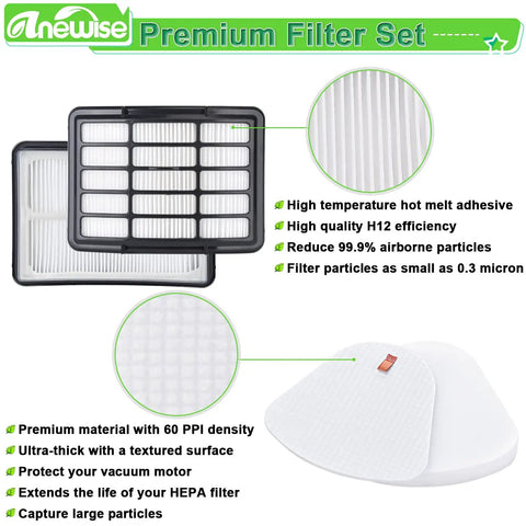 Vacuum Replacement Filter Kit For Shark Navigator Lift Away Upright Series NV350 NV351 NV352 NV355 NV356 NV357 NV358 NV360 UV440 UV540 2 Pre Felt And 1 HEPA Filter Replace Parts XFF350 XHF350