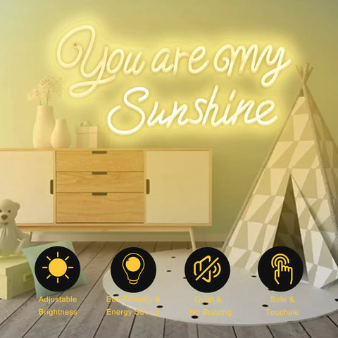 Personalized You Are My Sunshine Neon Sign Large 23 Inches Dimmable LED Neon Light for Bedroom and Wedding Decor on Wall