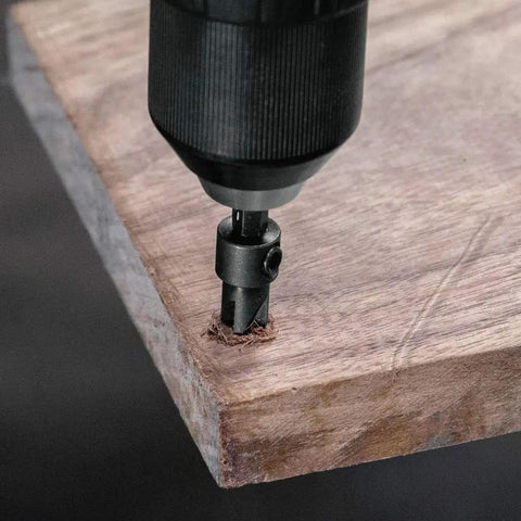 Three Piece Countersink And Drill Bit Set With Hex Wrench, Includes Sizes Six, Eight And Ten, Drills Pilot Holes Countersinks And Counterbores