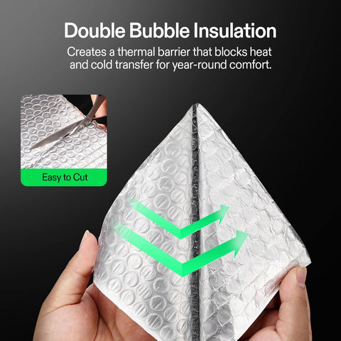 Double Bubble Foil Insulation Roll 6 Inch By 25 Feet Reflective HVAC Duct Wrap Weatherproof Thermal Insulation being cut