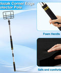 Rugged Edge Protector Handle Pole With Sponge Grip, V Shaped Corner Guards, shown with foam handle grip detail.