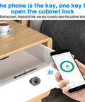 Person using phone to connect with Bluetooth Fingerprint Cabinet Lock With Smart Biometric Keyless Access for File Drawers and Wardrobes.