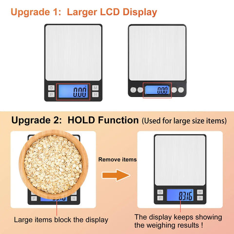 Ultra Precision Digital Gram Scale 0.01g 1000g Capacity With USB Rechargeable Battery Large Display And Hold Function Nine Unit Conversions