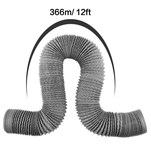 4 Inch Flexible Duct Hose, 12 Feet Long With 2 Clamps, Four Layer Aluminum Dryer Vent Tube coiled, shown in gray color