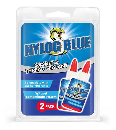 Nylog Blue 2 Pack Go To Refrigeration Lubricant For Seals Flares And Threaded Connections O Ring And Gasket Lubricant Fully Miscible With All Refrigerants OEM Approved Elastic Synthetic Compressor Oil For Leak Free Installations, 2-pack bottles