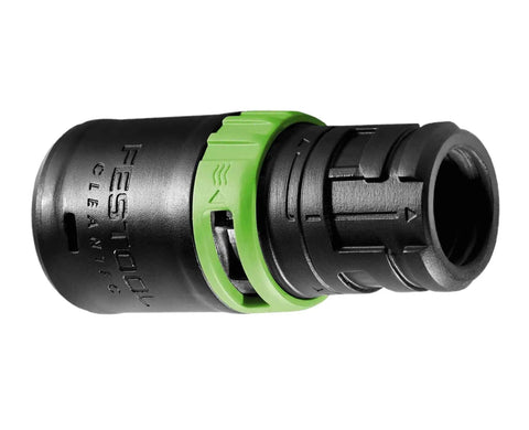 Connecting Sleeve D 27 DM AS CT For Dust Extraction Systems with black and green secure non slip fit design