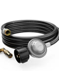 Coiled Propane Regulator Hose With Valve 6Ft Quick Connect QCC1 Three Eighths Inch Female Flare CSA Certified Safety No Fuss Setup