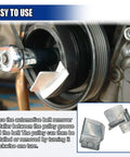 2 Piece Stretch Belt Mate Kit with metal belt remover in use on vehicle pulley
