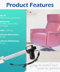 Power Recliner Lift Chair Motor Replacement Actuator For JLDQ 11 156 333P with chair and motor details shown