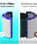 Comparison of 2-In-1 True HEPA and Carbon Filter Replacement for Dyson Purifiers 360 Degree Glass Filter and ordinary filter