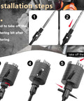 1-inch dry diamond core drill bit with SDS Plus adapter and centering bit shown in installation steps collage