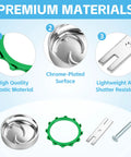 Chrome Plated Bathtub Overflow Drain Cover Kit With Easy Snap On Installation Fits Most Standard Tubs showing chrome surface, green plastic parts.