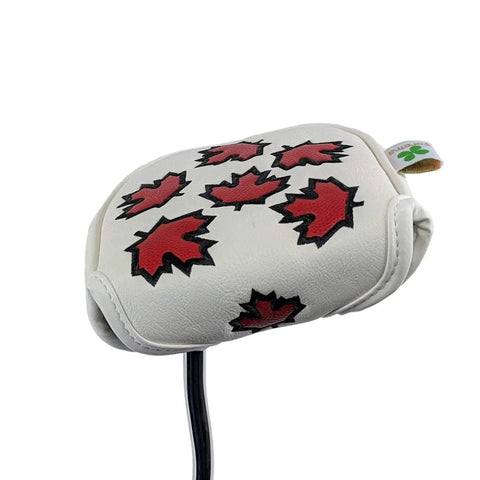 Mallet Putter Headcover For Golf Clubs With Canada Maple Leaf Novelty Design Premium Faux Leather Durable Putter Cover For Most Brands