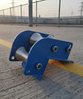 Industrial Cable Pulley Guide With Roller Wheels And Stable Hardware For Installers And Utility Pros Heavy Duty Two Wheel Wellhead Smooth Friction Reducing Pull 160 X 100mm, blue metal on pavement