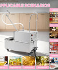 Commercial 55L Fryer Filter Cart With 8.45 Gal Per Minute Speed For Restaurant Kitchens Stainless Steel Oil Filtering System showing mobile design.