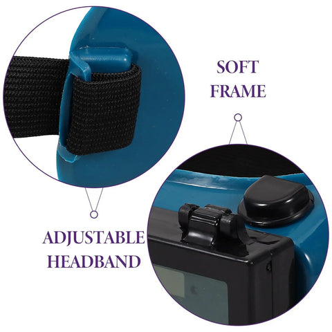 Boss Grade Auto Darkening Welding Goggles Heavy Duty Industrial Safety Glasses With Lightning Shade Switch For Grinding Soldering And Precision Steel Fabrication In Navy Blue adjustable headband and soft frame details.
