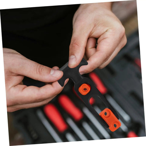 Hands holding a piece of the Heavy Duty Car Hood Latch Kit 2 Pack Replacement T Handle Hasp Latches For Cars Durable Hood Catches