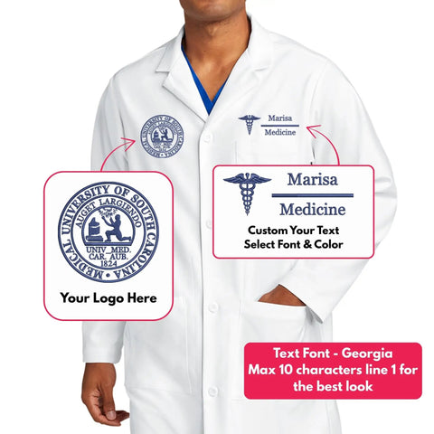 Personalized Embroidered Lab Coat For Men And Women With Your Name Custom Text In Colorful Fonts White Lab Coat Gift For Doctors