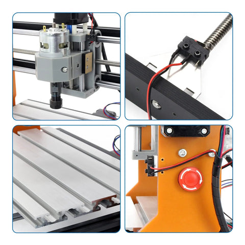 Upgraded 3018 PRO CNC Router Engraving Machine With E Stop And Limit Switches 10000 RPM Spindle 300x180x45mm Work Area Aluminum Frame