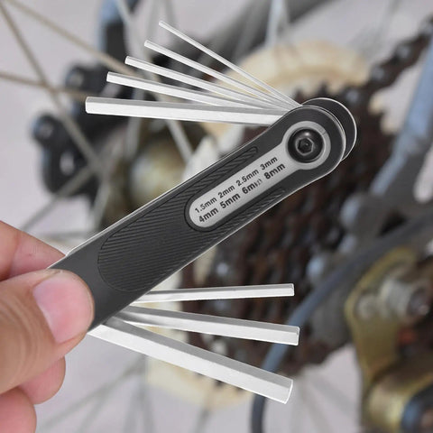 Compact Folding Hex Key Set With Flat Head Allen Wrenches For Bike Repair, Motorcycle Fixing And Home DIY Projects Portable Tool Kit For Garage Maintenance, 1.5-8mm metal